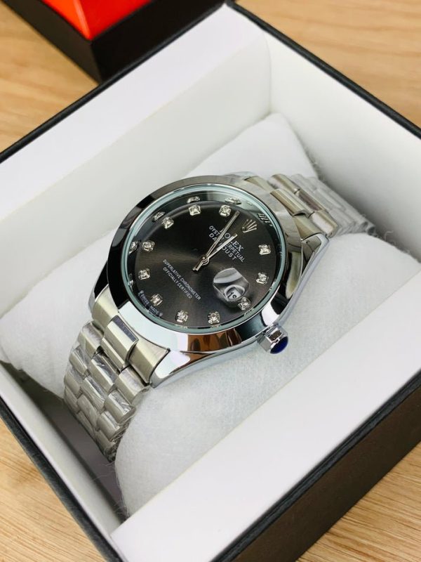 Date Working | Silver Black Roléxx Orystral Perpetual Luxury Men's Watch Silver Black Dial Case Datejust Stainless Steel Strap With Crown Lock